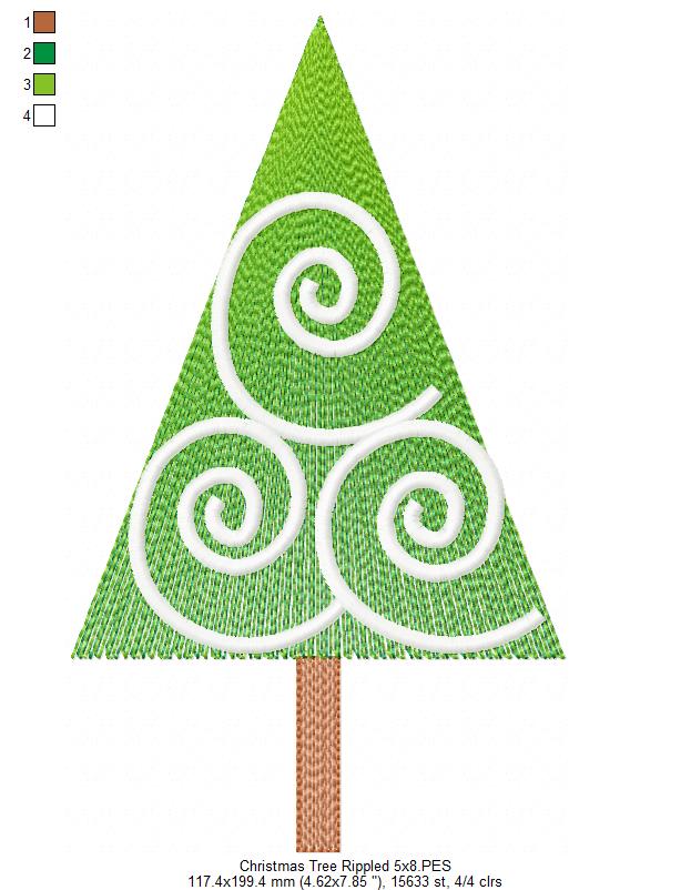Christmas Tree - Rippled Embroidery