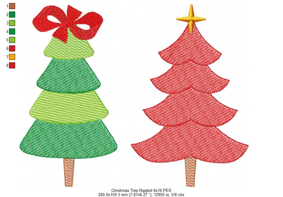 Christmas Trees - Rippled Stitch