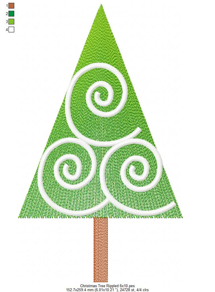 Christmas Tree - Rippled Embroidery