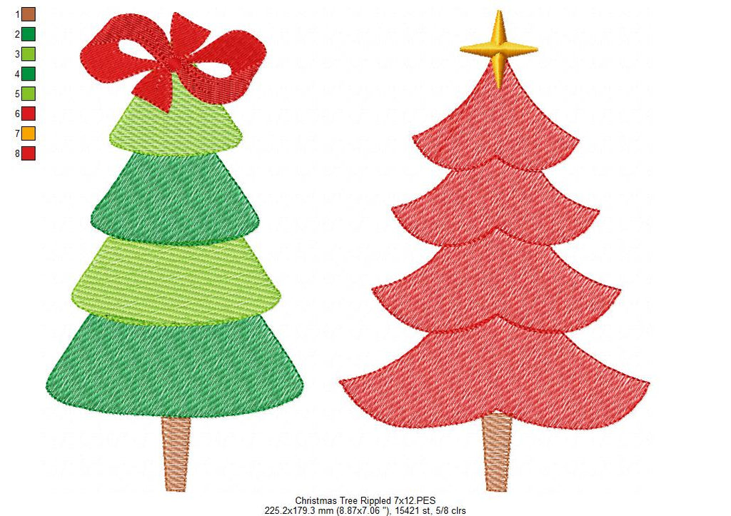 Christmas Trees - Rippled Stitch