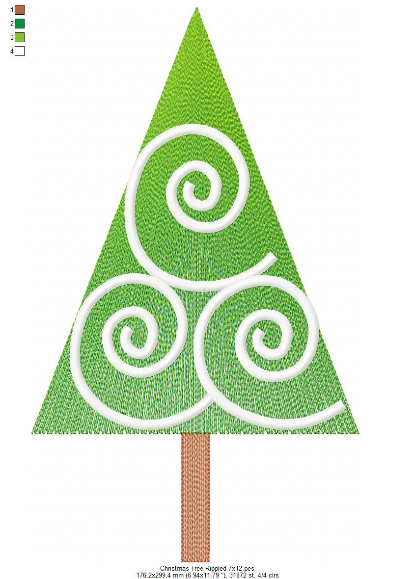 Christmas Tree - Rippled Embroidery