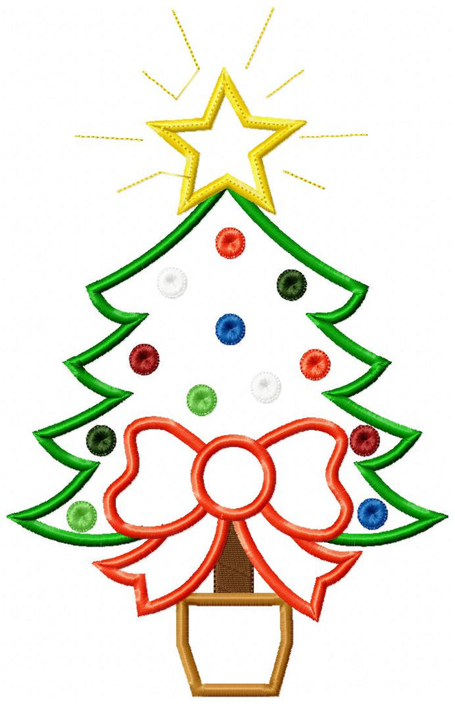 Christmas Tree with Bow - Applique