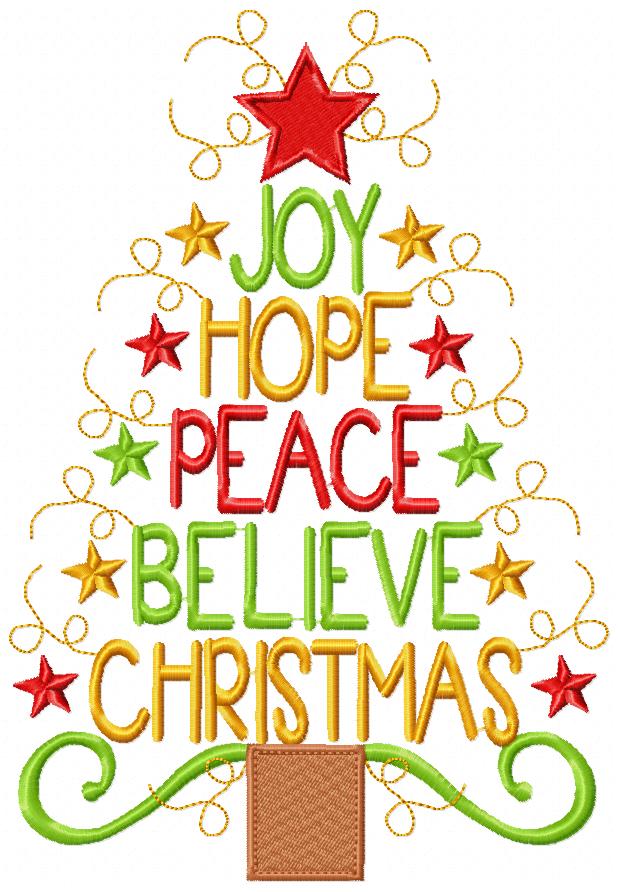 Christmas Tree with Words - Fill Stitch - Machine Embroidery Design