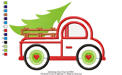 Christmas Truck with Tree - Applique Embroidery