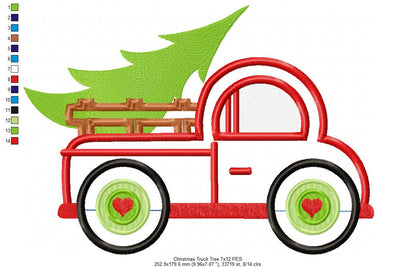 Christmas Truck with Tree - Applique Embroidery
