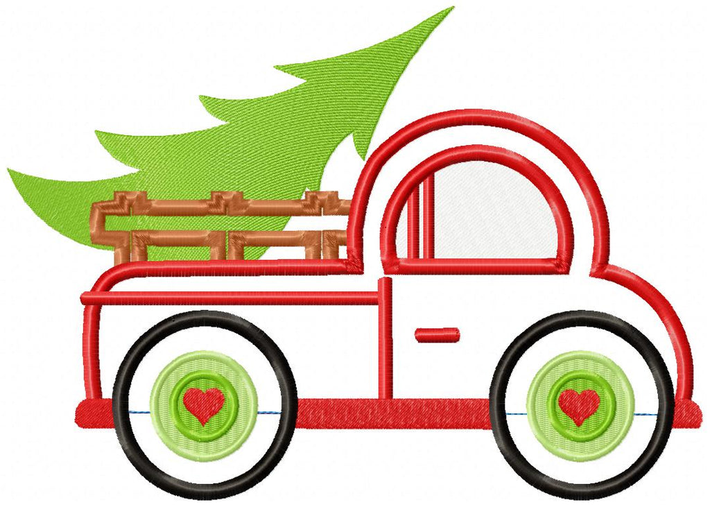 Christmas Truck with Tree - Applique Embroidery