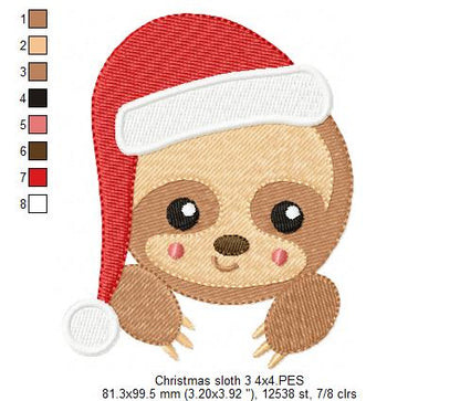 Christmas Baby Sloth Face - Fill Stitch