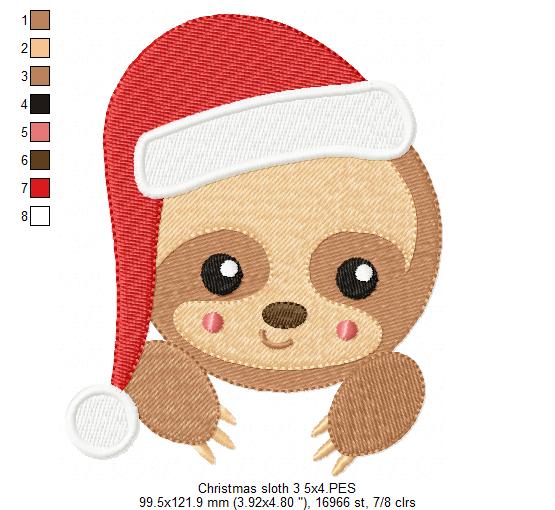 Christmas Baby Sloth Face - Fill Stitch