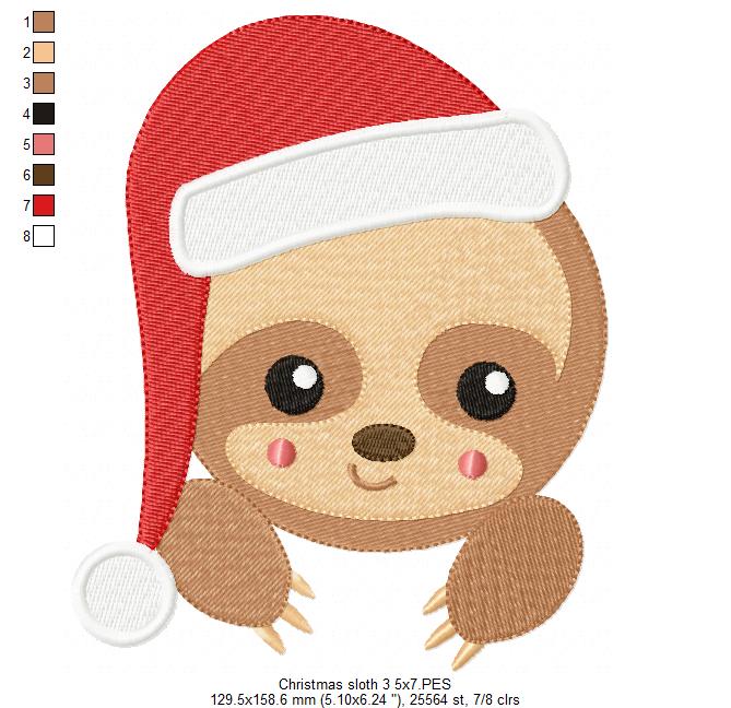 Christmas Baby Sloth Face - Fill Stitch