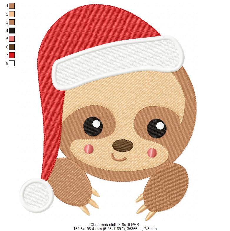 Christmas Baby Sloth Face - Fill Stitch