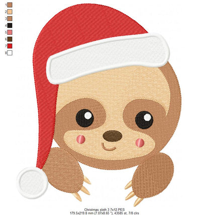 Christmas Baby Sloth Face - Fill Stitch