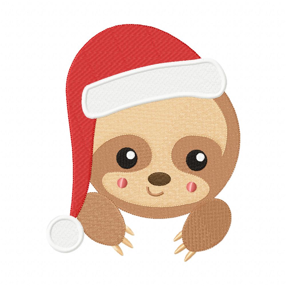 Christmas Baby Sloth Face - Fill Stitch