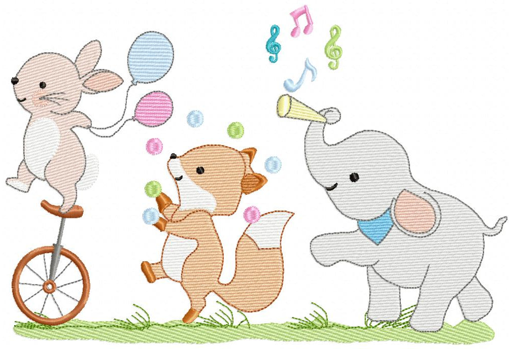 Circus Animals Parade - Sketch Stitch – Machine Embroidery Design