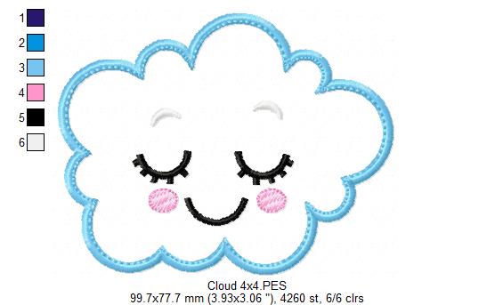 Cloud, Moon and Star - Applique - Set of 3 designs