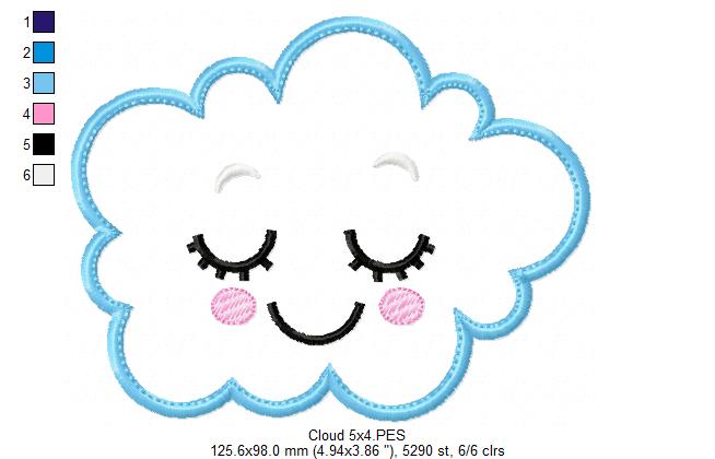 Cloud, Moon and Star - Applique - Set of 3 designs