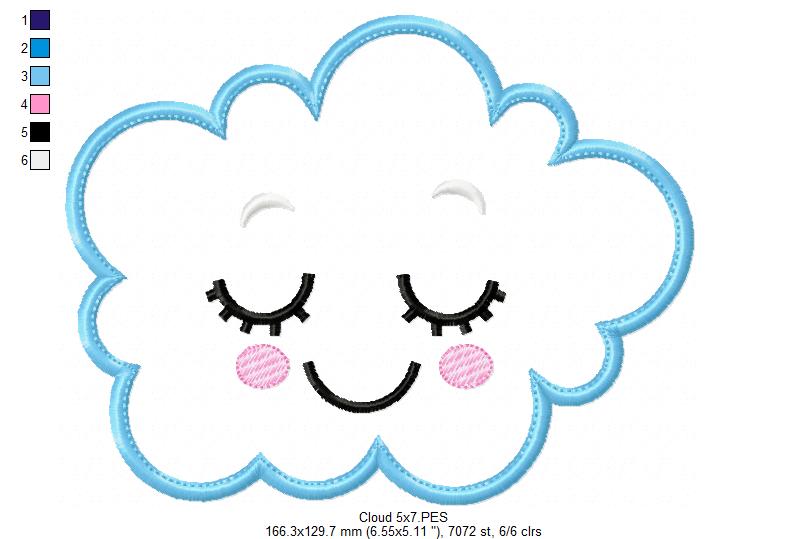 Cloud, Moon and Star - Applique - Set of 3 designs