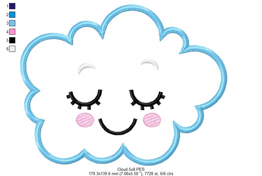 Cloud, Moon and Star - Applique - Set of 3 designs