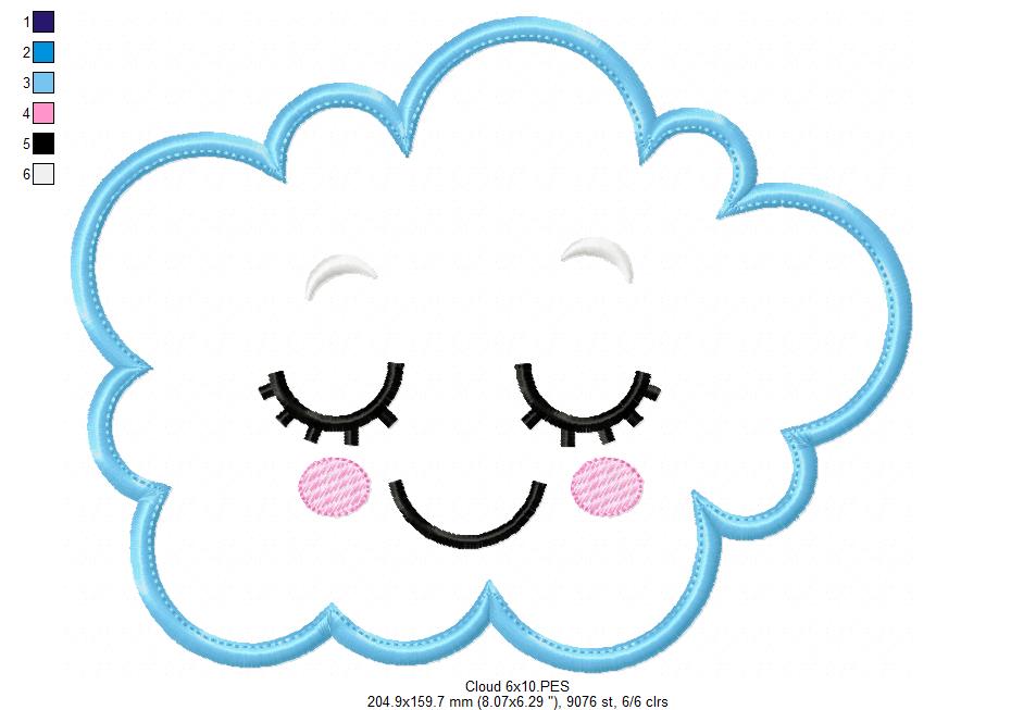 Cloud, Moon and Star - Applique - Set of 3 designs