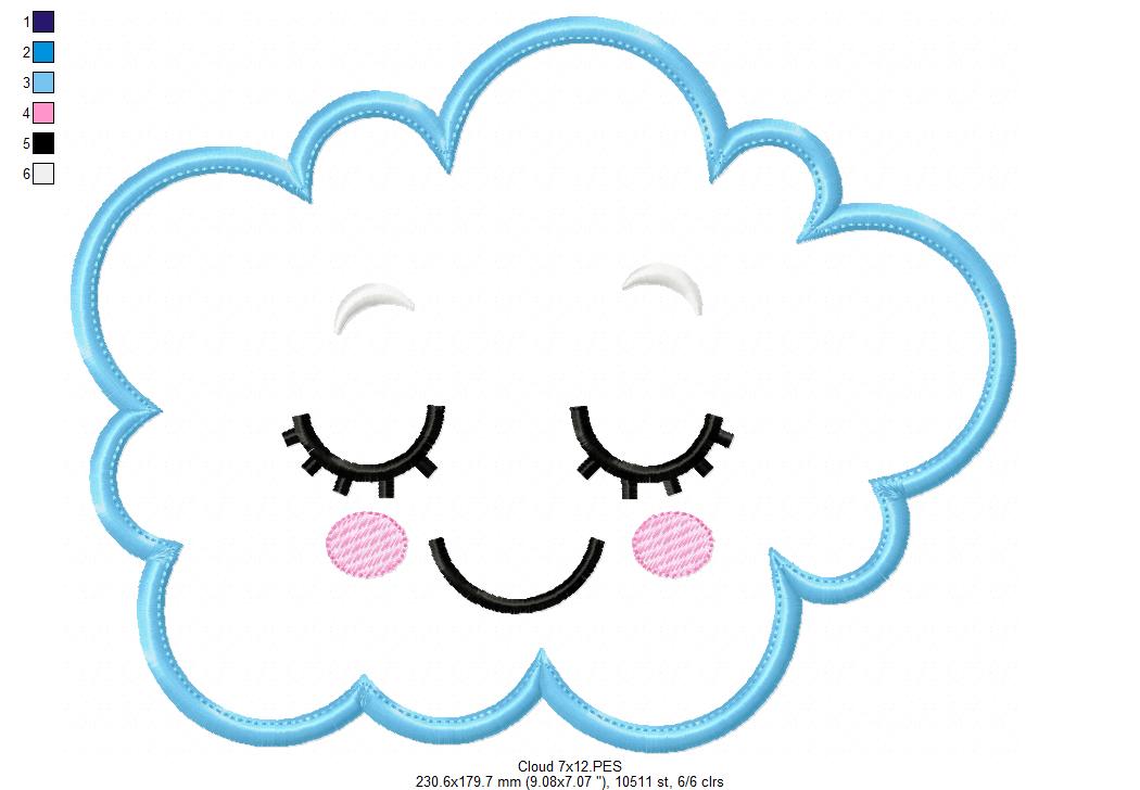 Cloud, Moon and Star - Applique - Set of 3 designs