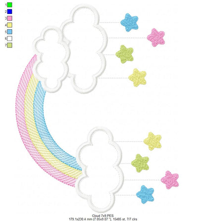 Rainbow and Cloud - Applique