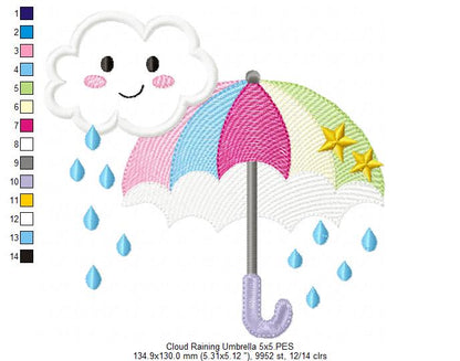 Cloud Raining and Umbrella - Applique