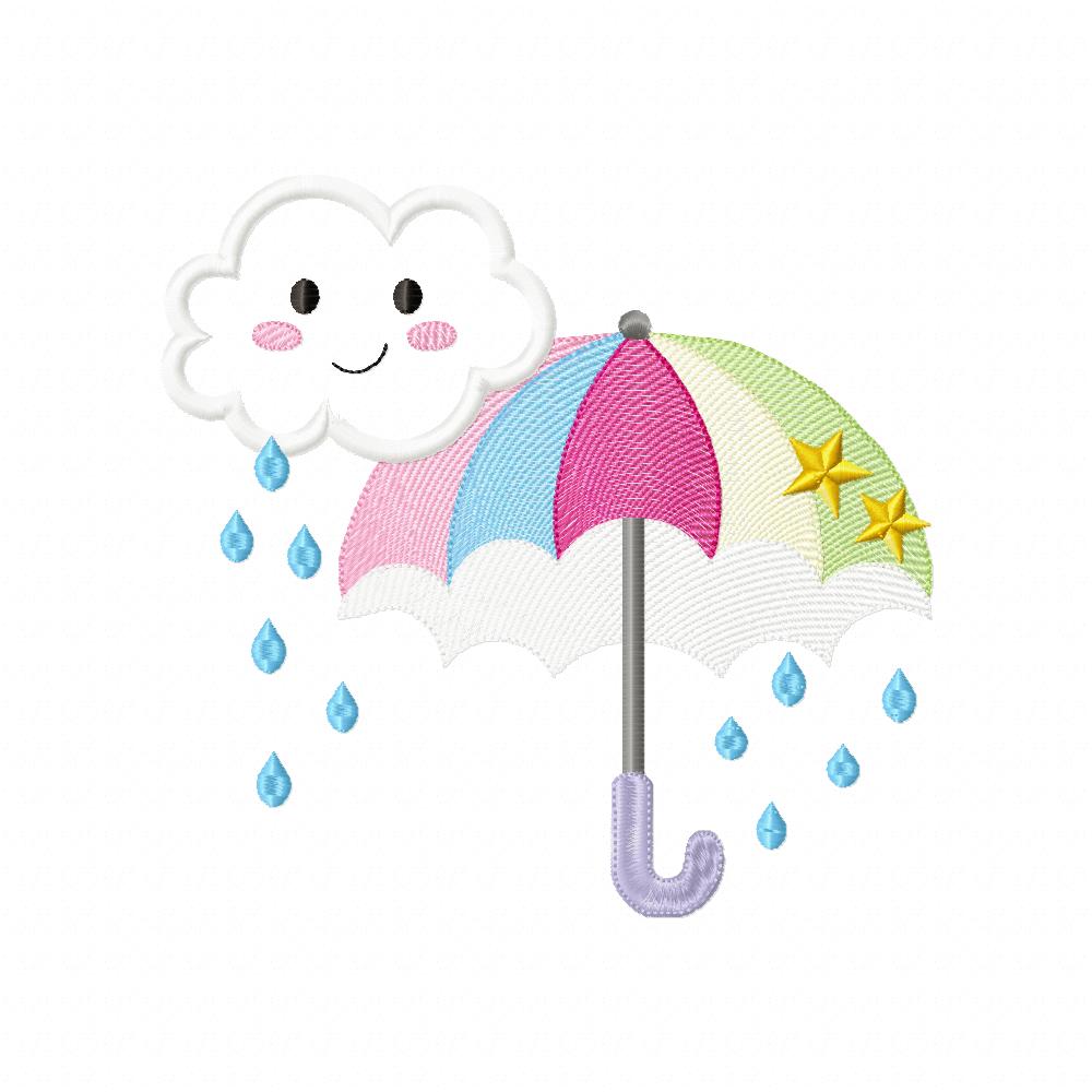 Cloud Raining and Umbrella - Applique