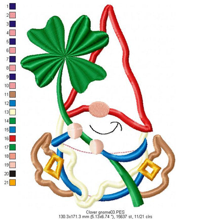 Clover Gnome Smiling - Applique