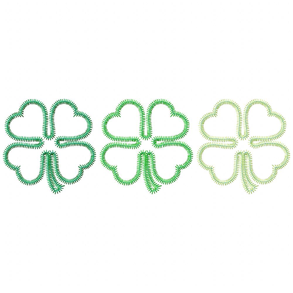 Four Leaf Clovers Trio - Zigzag Appliqué – Machine Embroidery Design