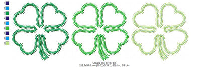 Four Leaf Clovers Trio - Zigzag Appliqué – Machine Embroidery Design