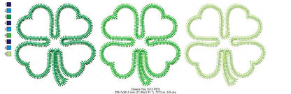 Four Leaf Clovers Trio - Zigzag Appliqué – Machine Embroidery Design