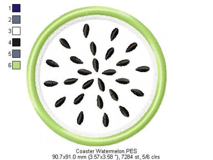 Watermelon Coaster - ITH Project - Machine Embroidery Design