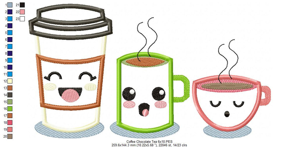 Happy Coffee, Hot Chocolate and Tea - Applique