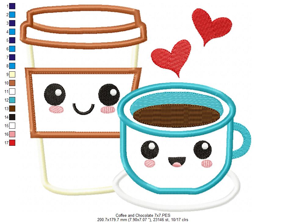 Happy Hot Chocolate and Coffee - Applique