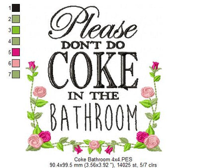 Please Don't Do Coke in the Bathroom - Fill Stitch