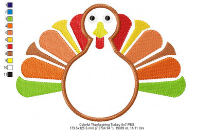 Colorful Thanksgiving Turkey - Applique