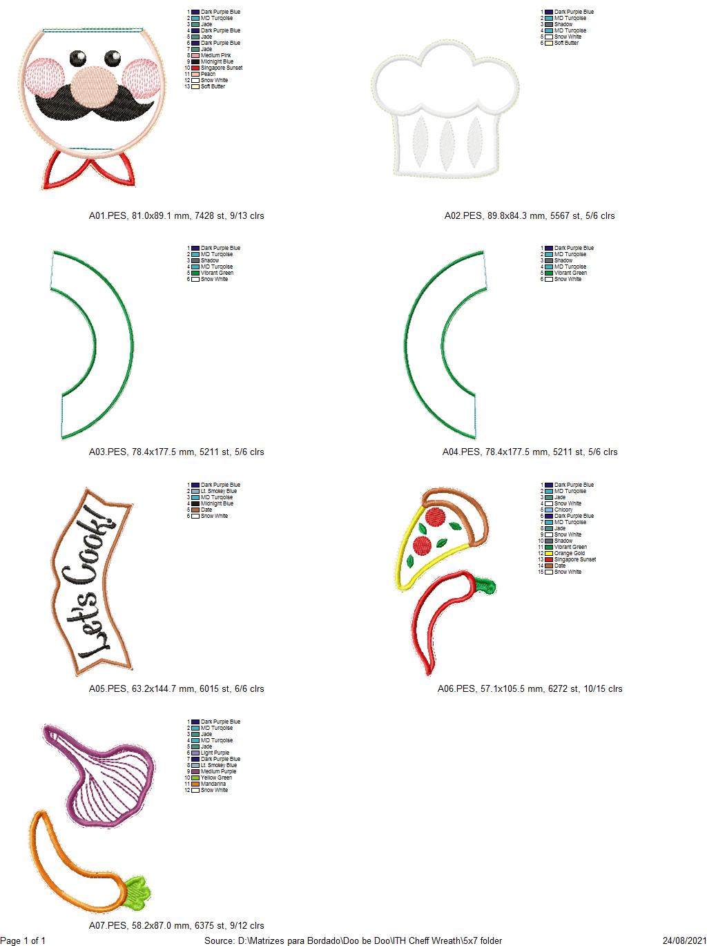 Let's Cook Chef Kitchen Wreath - ITH Project - Machine Embroidery Design