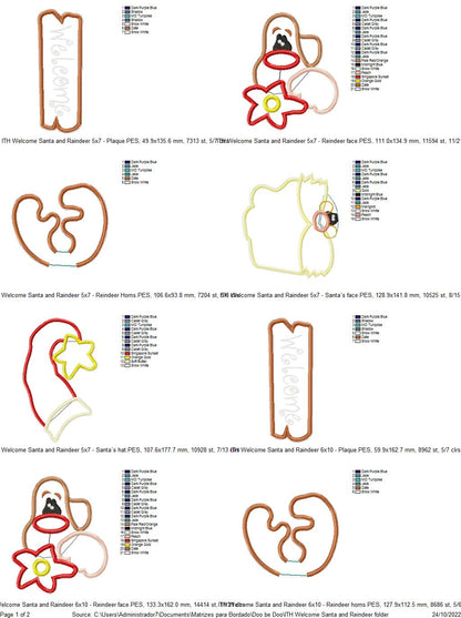 Santa and Reindeer Welcome Ornament - ITH Project - Machine Embroidery Design