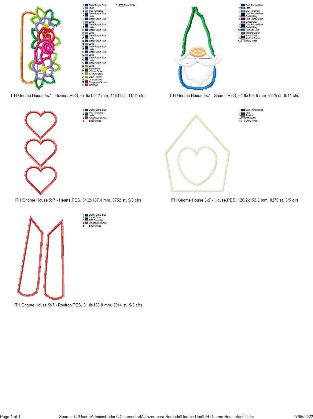 Gnome House Vase Ornament - ITH Project - Machine Embroidery Design