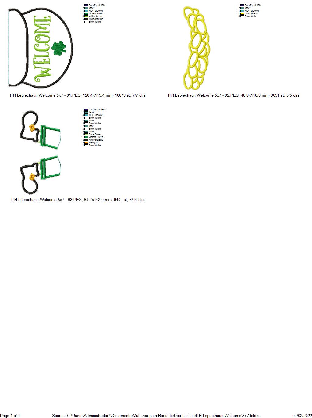 Welcome Leprechaun Ornament - ITH Project - Machine Embroidery Design