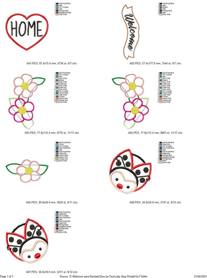 Ladybugs Welcome Home Ornament - ITH Project - Machine Embroidery Design