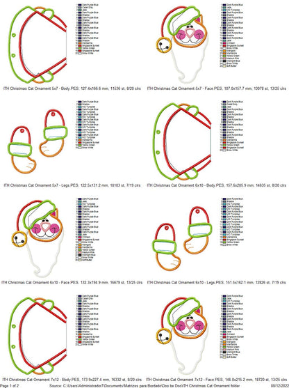 Christmas Cat Ornament - ITH Project - Machine Embroidery Design