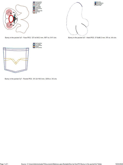 Bunny in the Pocket Ornament - ITH Project - Machine Embroidery Design