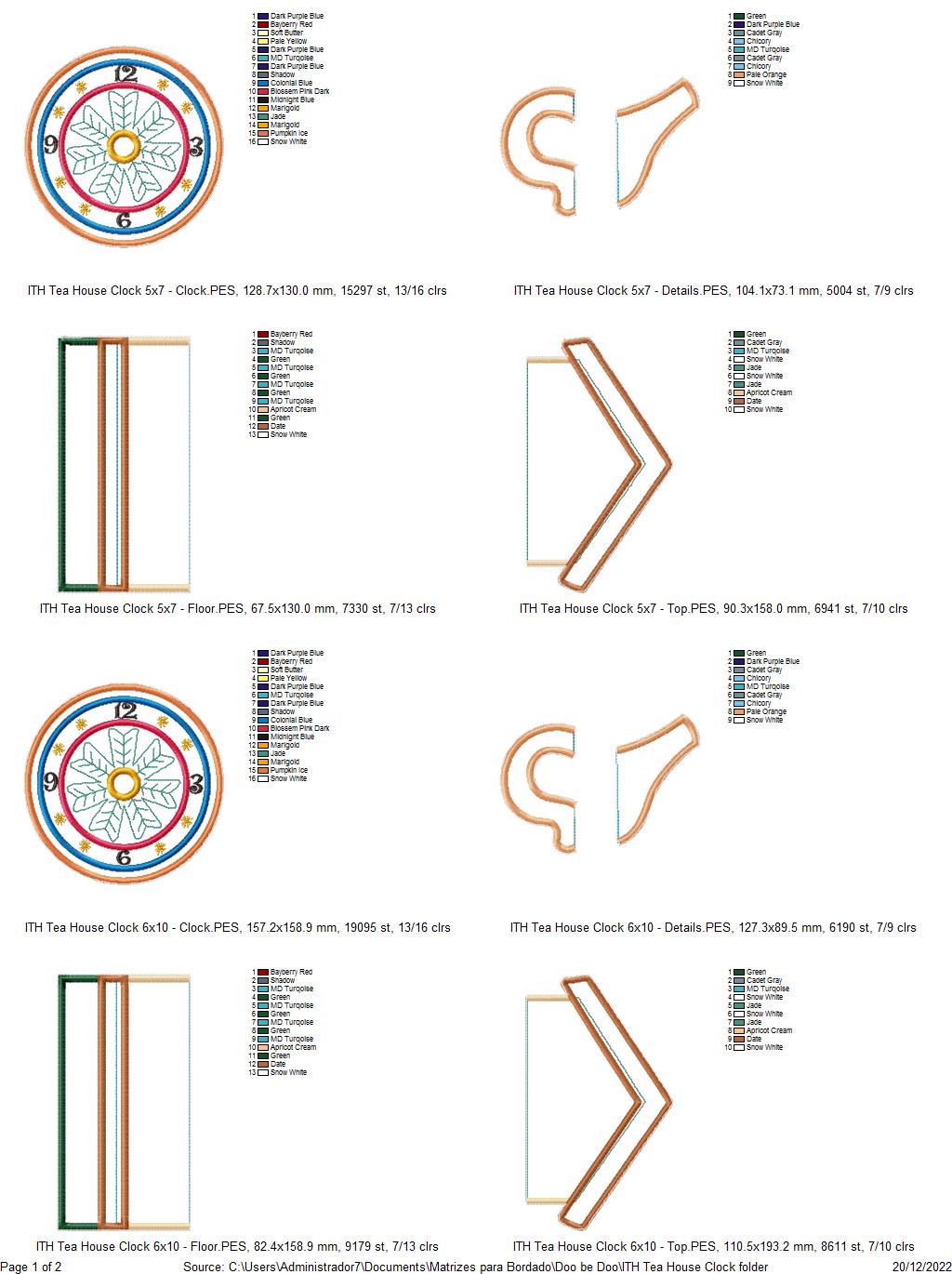 Tea House Clock - ITH Project - Machine Embroidery Design