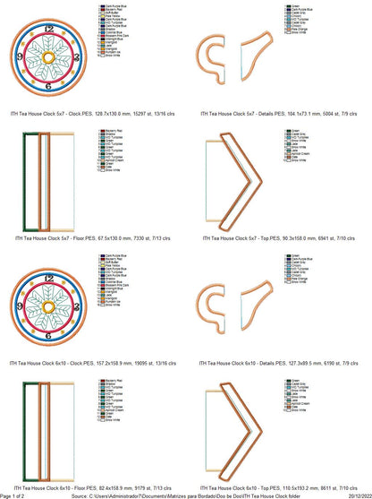 Tea House Clock - ITH Project - Machine Embroidery Design