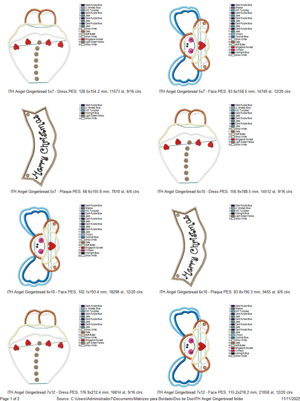 Angel Gingerbread - ITH Project - Machine Embroidery Design