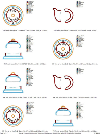 Time for Tea Clock - ITH Project - Machine Embroidery Design