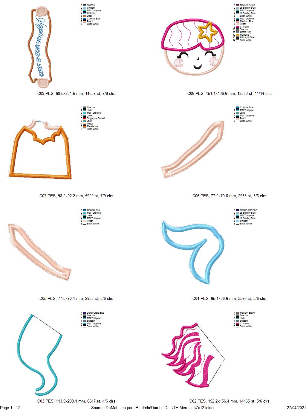 Mermaid Ornament - ITH Project - Machine Embroidery Design