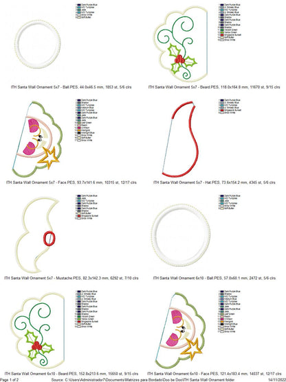 Santa Claus Wall Ornament - ITH Project - Machine Embroidery Design