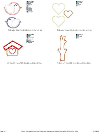 Cute Birds Ornament - ITH Project - Machine Embroidery Design