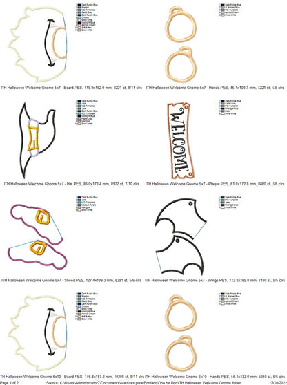 Halloween Welcome Gnome Ornament - ITH Project - Machine Embroidery Design